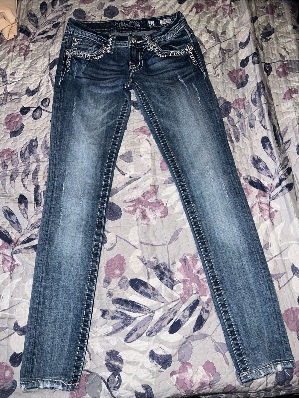 Miss Me Indigo Washed Embellished Skinny Jeans